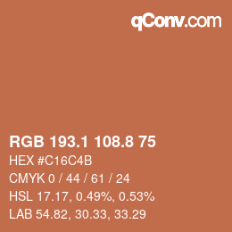 Color code: RGB 193.1 108.8 75 | qconv.com