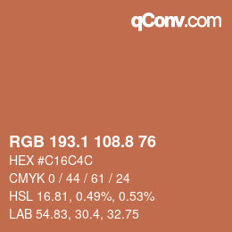 Color code: RGB 193.1 108.8 76 | qconv.com