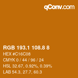 カラーコード: RGB 193.1 108.8 8 | qconv.com