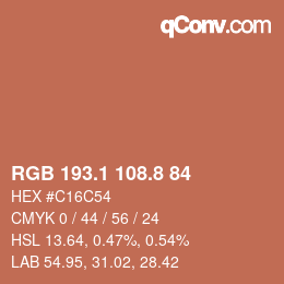 Color code: RGB 193.1 108.8 84 | qconv.com
