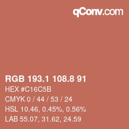 Color code: RGB 193.1 108.8 91 | qconv.com