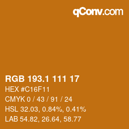カラーコード: RGB 193.1 111 17 | qconv.com