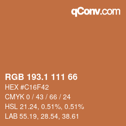 カラーコード: RGB 193.1 111 66 | qconv.com