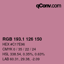 カラーコード: RGB 193.1 126 150 | qconv.com