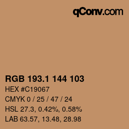 カラーコード: RGB 193.1 144 103 | qconv.com