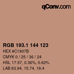 カラーコード: RGB 193.1 144 123 | qconv.com