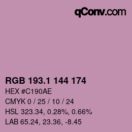 カラーコード: RGB 193.1 144 174 | qconv.com