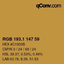 カラーコード: RGB 193.1 147 59 | qconv.com
