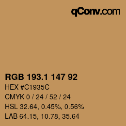 カラーコード: RGB 193.1 147 92 | qconv.com