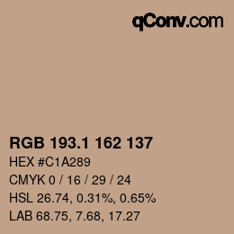 Color code: RGB 193.1 162 137 | qconv.com