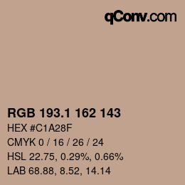 カラーコード: RGB 193.1 162 143 | qconv.com