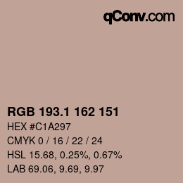 カラーコード: RGB 193.1 162 151 | qconv.com