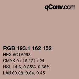 カラーコード: RGB 193.1 162 152 | qconv.com