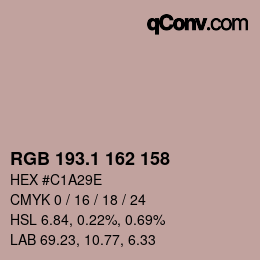 カラーコード: RGB 193.1 162 158 | qconv.com