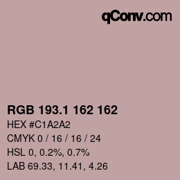 カラーコード: RGB 193.1 162 162 | qconv.com