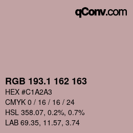 カラーコード: RGB 193.1 162 163 | qconv.com