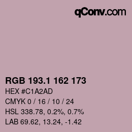 カラーコード: RGB 193.1 162 173 | qconv.com