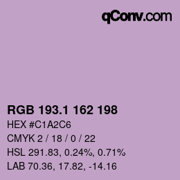 カラーコード: RGB 193.1 162 198 | qconv.com