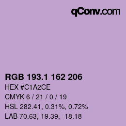 カラーコード: RGB 193.1 162 206 | qconv.com