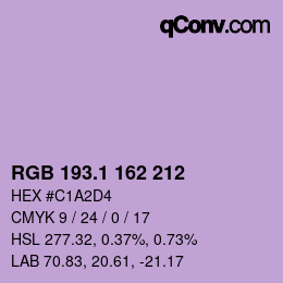 カラーコード: RGB 193.1 162 212 | qconv.com