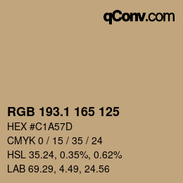 Color code: RGB 193.1 165 125 | qconv.com