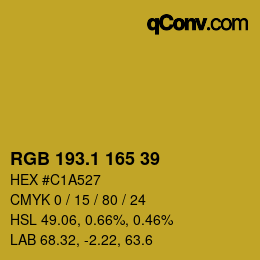 カラーコード: RGB 193.1 165 39 | qconv.com
