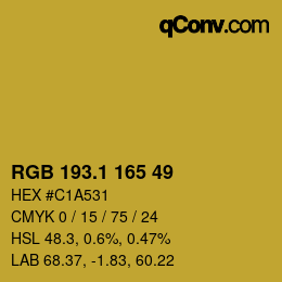 カラーコード: RGB 193.1 165 49 | qconv.com