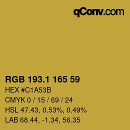 カラーコード: RGB 193.1 165 59 | qconv.com