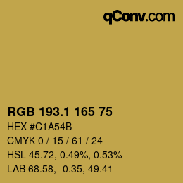 カラーコード: RGB 193.1 165 75 | qconv.com
