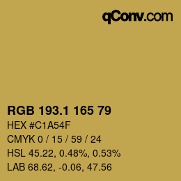 カラーコード: RGB 193.1 165 79 | qconv.com