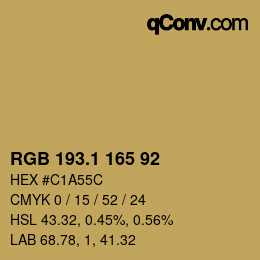 カラーコード: RGB 193.1 165 92 | qconv.com