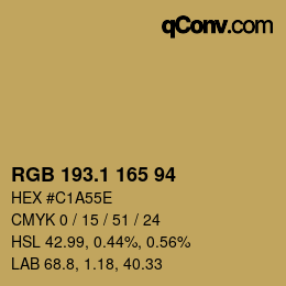 カラーコード: RGB 193.1 165 94 | qconv.com