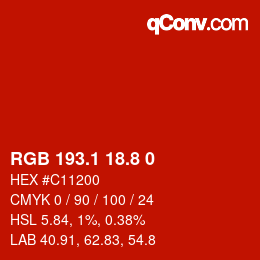 Color code: RGB 193.1 18.8 0 | qconv.com