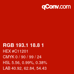 カラーコード: RGB 193.1 18.8 1 | qconv.com