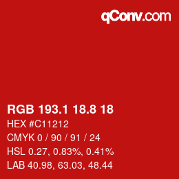 カラーコード: RGB 193.1 18.8 18 | qconv.com