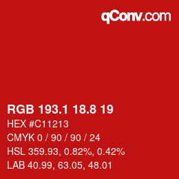 カラーコード: RGB 193.1 18.8 19 | qconv.com