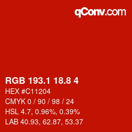 カラーコード: RGB 193.1 18.8 4 | qconv.com