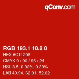 カラーコード: RGB 193.1 18.8 8 | qconv.com