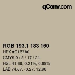 Color code: RGB 193.1 183 160 | qconv.com