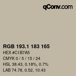 カラーコード: RGB 193.1 183 165 | qconv.com