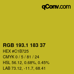 カラーコード: RGB 193.1 183 37 | qconv.com
