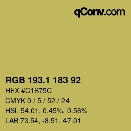 カラーコード: RGB 193.1 183 92 | qconv.com