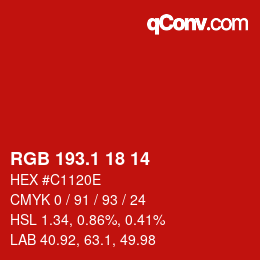 カラーコード: RGB 193.1 18 14 | qconv.com