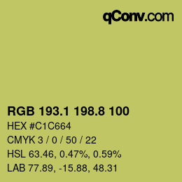 カラーコード: RGB 193.1 198.8 100 | qconv.com