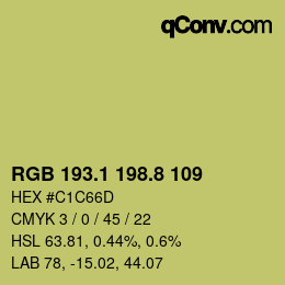 カラーコード: RGB 193.1 198.8 109 | qconv.com