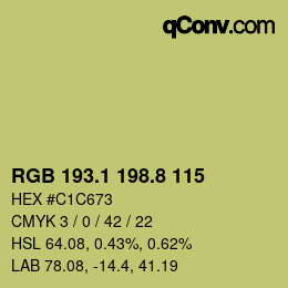 カラーコード: RGB 193.1 198.8 115 | qconv.com