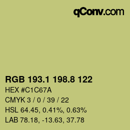 Color code: RGB 193.1 198.8 122 | qconv.com