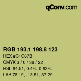 Color code: RGB 193.1 198.8 123 | qconv.com