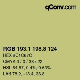 カラーコード: RGB 193.1 198.8 124 | qconv.com
