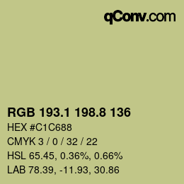 カラーコード: RGB 193.1 198.8 136 | qconv.com